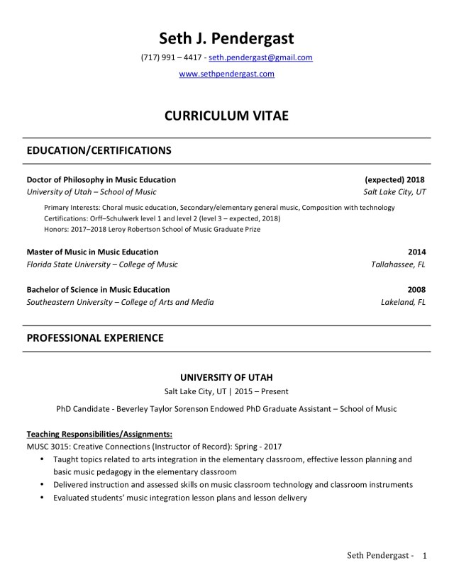 Seth Pendergast CV 04.05.18